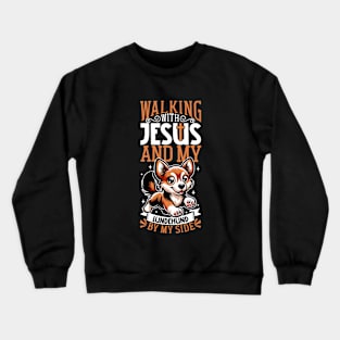 Jesus and dog - Norwegian Lundehund Crewneck Sweatshirt